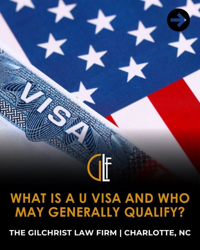 Si usted ha sido víctima de un delito en los Estados Unidos, puede que existan opciones migratorias que no conoce. La Visa U es una de ellas y puede ser importante entender de manera general en qué consiste.
Para orientación específica sobre su situación, comuníquese directamente con nuestra oficina.
📍 5244 N. Sharon Amity Rd., Suite A, Charlotte, NC 28215
📞 980-219-8884
📩 jamesg@thegilchristlawfirm.com
🌐 thegilchristlawfirm.com/contact
The Gilchrist Law Firm | Charlotte, NC.
Abogado responsable del contenido: James Gilchrist.
Esta información es únicamente con fines informativos y no constituye asesoría legal.
-
If you have been a victim of a crime in the United States, there may be immigration options you are not aware of. The U Visa is one of them and it is important to generally understand what it involves.
For guidance specific to your case, contact our office directly.
📍 5244 N. Sharon Amity Rd., Suite A, Charlotte, NC 28215
📞 980-219-8884
📩 jamesg@thegilchristlawfirm.com
🌐 thegilchristlawfirm.com/contact
The Gilchrist Law Firm | Charlotte, NC.
Attorney Responsible for Content: James Gilchrist.
This is for informational purposes only and not legal advice.